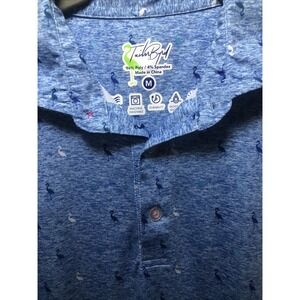 Mens Tailor Byrd Short Sleeve Golf Shirt, Blue With Flamingos Wicking Spf30